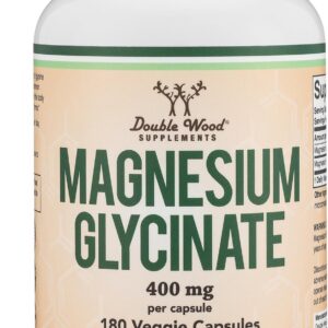 Double Wood Magnesium Glycinate 400mg | Stomach-Safe Sleep Support | 180 Capsules