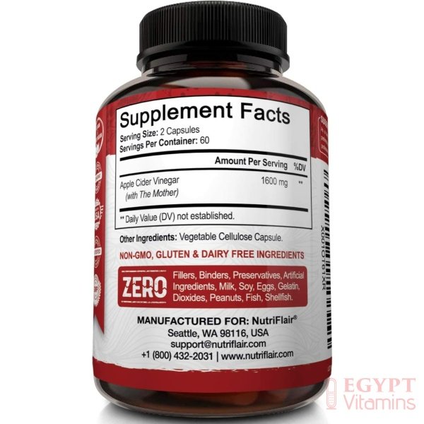 Apple Cider Vinegar Capsules with The Mother – 120 Vegan ACV Pills – Best Supplement for Healthy Weight Loss, Diet, Keto, Digestion, Detox, Immune – Powerful Cleanser & Appetite Suppressant Non-GMO - الصورة 11