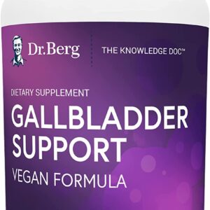 Dr. Berg’s Gallbladder Support Supplements, Contains Plant-Based Enzymes for Relief of Bloating, Constipation, and Gas – Better Digestion &Normal Bile Levels – 90 Capsules دكتور بيرج،يحتوي على مكونات طبيعية من مصدر نباتى لدعم صحة المرارةو لتخفيف الانتفاخ والإمساك والغاز – هضم أفضل – 90 كبسولة نباتية