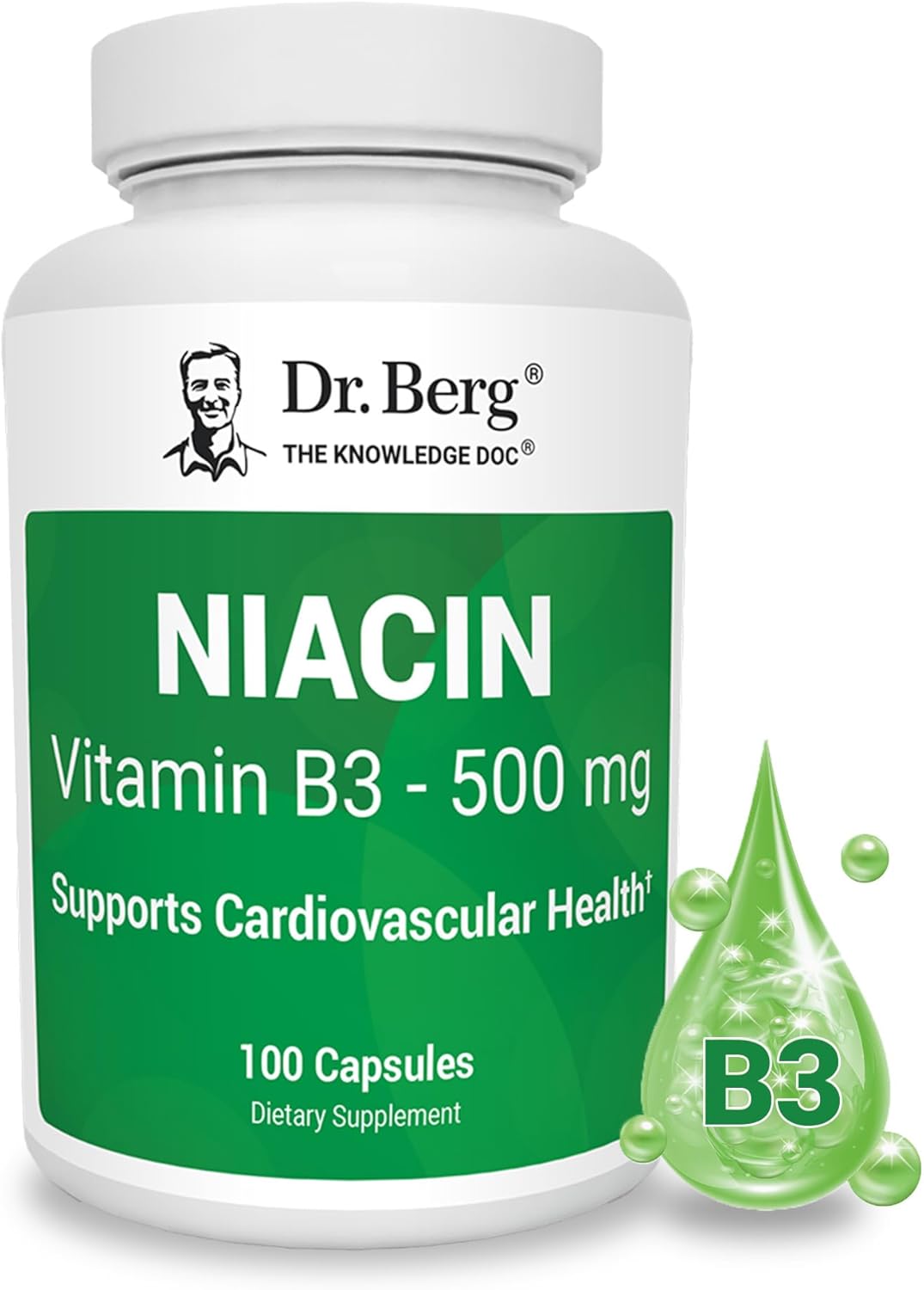 Dr. Berg Niacin 500mg | Heart Health & Energy Support | 100 capsules