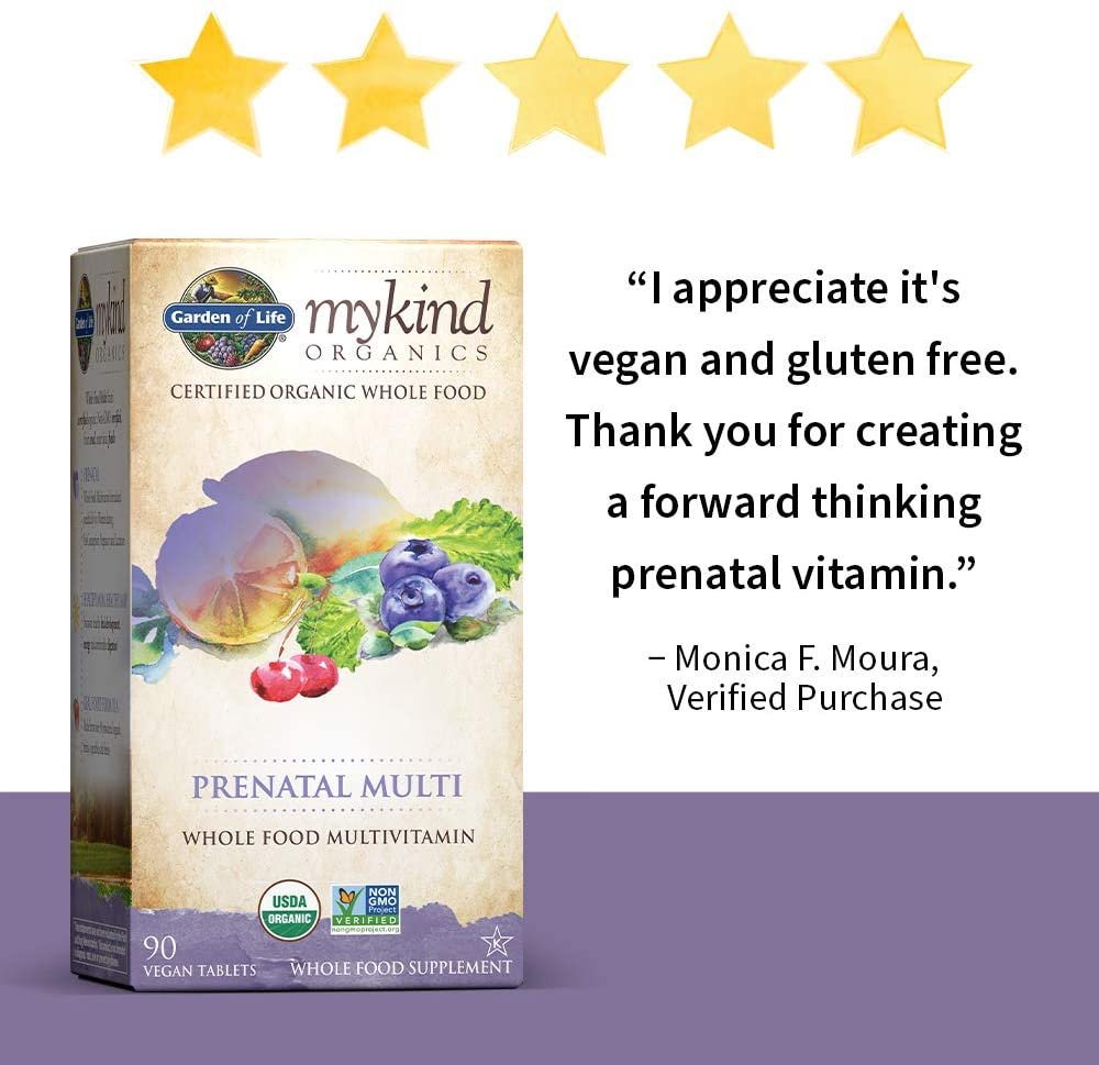 Garden of Life Prenatal Vitamins – mykind Organics Prenatal Multi – 90 Tablets, Vegan Whole Food Multivitamin, Folate not Folic Acid & Stomach Soothing Blend, Organic Prenatals Supplements for Women جاردين أوف لايف غذاء كامل فيتامينات متعددة عضوية للأمهات الحوامل ، 90 قرص نباتى - الصورة 4