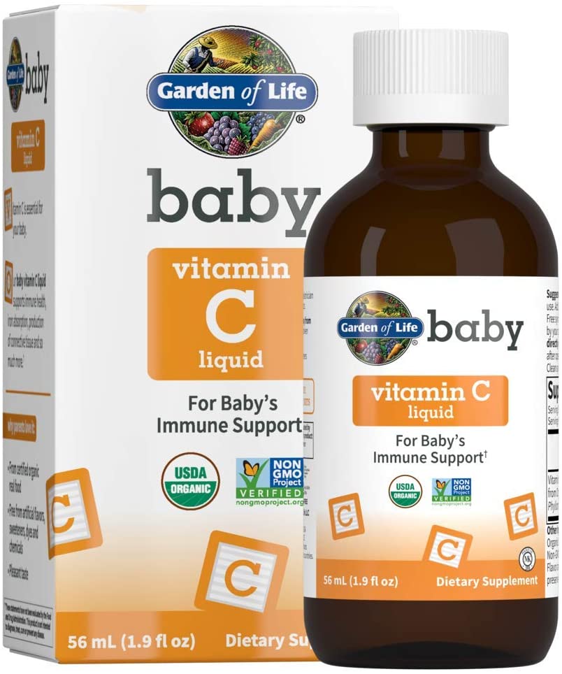 Garden of Life Baby Vitamin C Drops for Infants and Toddlers, Organic Liquid Vitamin C Immune Support for Babies sourced only from Amla Fruit, قطرات فيتامين ج للأطفال من جاردن أوف لايف للرضع والأطفال الصغار، لدعم المناعة – فيتامين سي السائل العضوي للأطفال مستخلص 100% من الفاكهه