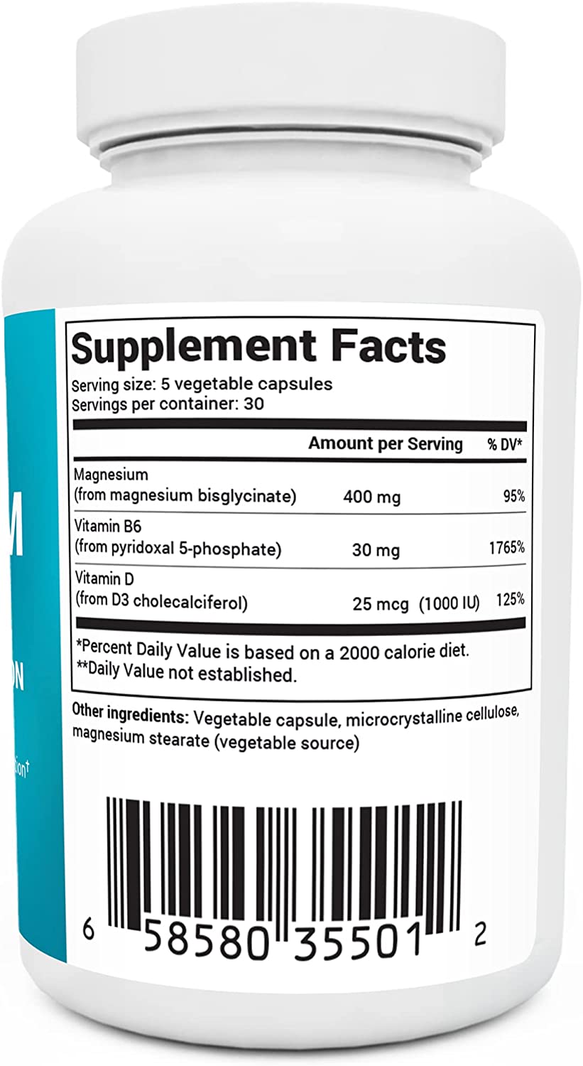 Dr. Berg’s Magnesium Plus Magnesium Glycinate Supplement for Stress, Calm, Relaxation & Sleep Support – Muscle, Cardiovascular Bone Health & Cramp Defense w/ Vitamin D & B6 -150 Vegetarian Capsules - الصورة 6