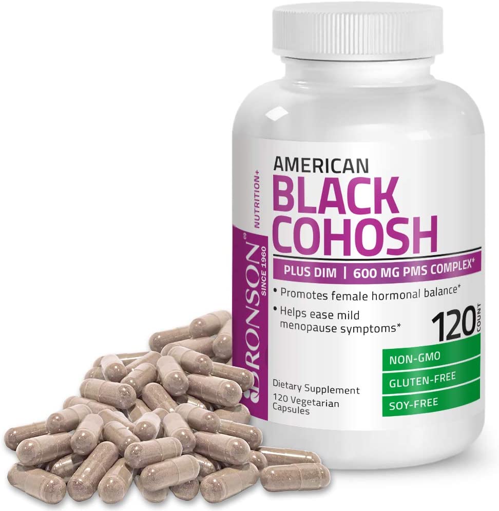 Bronson American Black Cohosh Plus DIM – 600 mg PMS | 120 Vegetarian Capsules