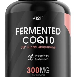 Alpha01 Fermented CoQ10 with BioPerine® – 300mg – USP Grade Ubiquinone – Naturally Fermented Co Enzyme Q10, 120 Vegan Capsules – No Additives — Non-GMO. كيو 10 المخمر العضوى مع الفلفل الأسود 300 مجم للكبسولة ، أنزيم كيو 10 المخمر بشكل طبيعى بدون إضافات ، 120 كبسولة نباتية