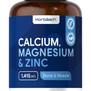Calcium Magnesium Zinc Complex | 400 Vegan Tablets | Bones, Teeth & Muscle Function | High Strength Osteo Supplement | No Artificial Preservatives | by Horbaach الكالسيوم والمغنيسيوم و الزنك | 400 قرص نباتي | يدعم وظيفة العظام والأسنان والعضلات | مكمل غذائي عالي القوة