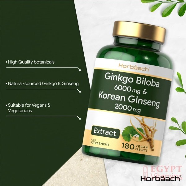 Ginkgo Biloba 6000mg & Korean Panax Ginseng 2000mg | 180 Vegan Tablets | High Strength | Non-GMO, Gluten Free Supplement | No Artificial Preservatives - الصورة 14