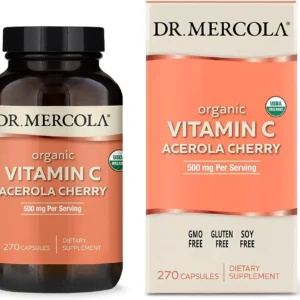 Dr. Mercola Organic Vitamin C Acerola Cherry 500 mg, 90 Servings (270 Capsules), Non GMO, Soy Free, Gluten Free