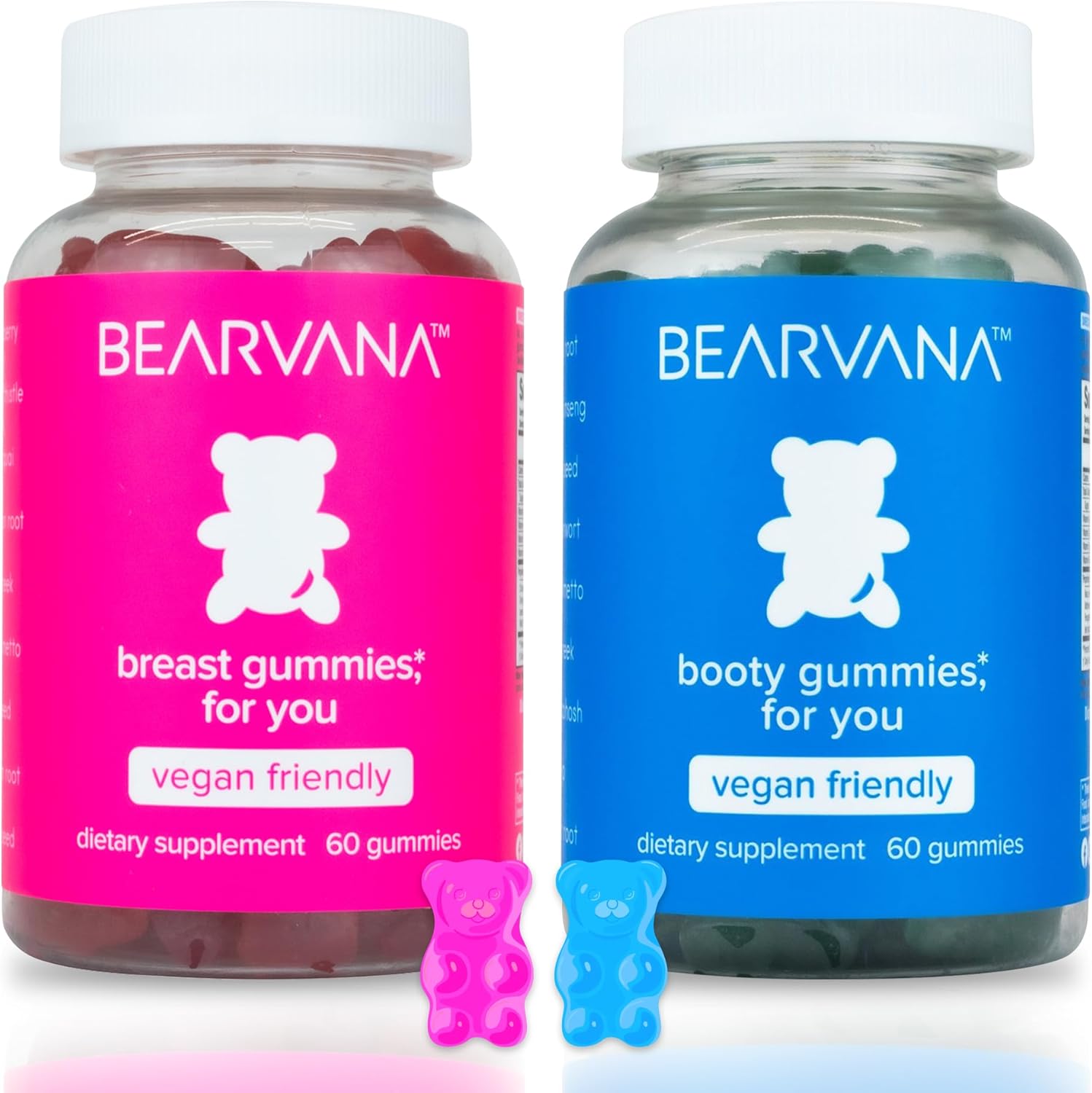 BEARVANA Top & Peach Support Combo Pack Gummies for Women | 9 Herbal Extracts Including Fenugreek, Maca & Fennel | Essential Vitamins | Berry Flavor | 2-Pack (120 Gummies)