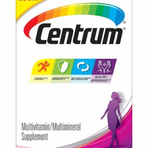 Centrum Multivitamin for Women, Multivitamin/Multimineral Supplement with Iron, Vitamin D3, B Vitamins and Antioxidant Vitamins C and E, Gluten Free, Non-GMO Ingredients – 120 Count