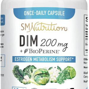 DIM Supplement 200mg – DIM Diindolylmethane Plus BioPerine 60-Day Supply of DIM for Estrogen Balance, Hormone Menopause Relief, Acne Treatment, PCOS, Bodybuilding