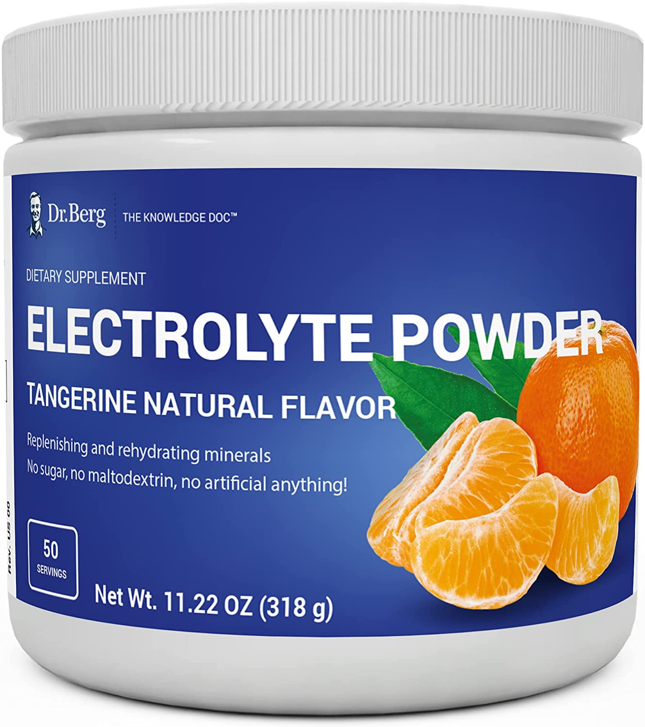 Dr. Berg’s Electrolyte Powder, High Energy, Replenish & Rejuvenate Your Cells, 50 Servings دكتور بيرج، مسحوق الألكتروليت الأصلى، الغنى بالعناصر المعدنية لزيادة إنتاج الطاقة و حفظ توازن العناصر فى الخلايا ،بطعم اليوسفى الطبيعى العضوى الرائع، 50جرعة
