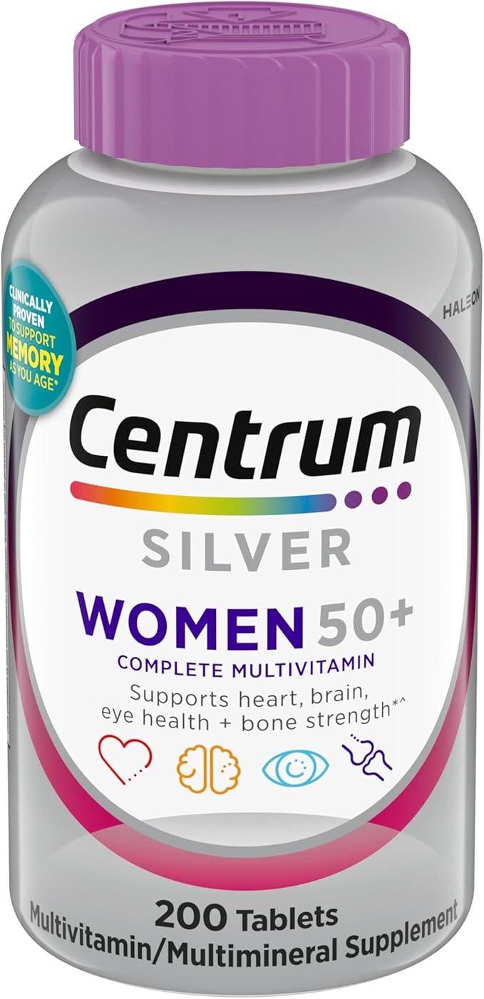 Centrum Silver Women’s Multivitamin for Women 50 Plus, Multivitamin/Multimineral Supplement | 200 Tablets