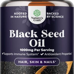 Cold Pressed Black Seed Oil Capsules – Vegan Nigella Sativa Black Cumin Seed Oil Capsules with Omega 3 6 9 Antioxidants and Thymoquinone for Hair Growth Immune Support Joint Health and Digestion