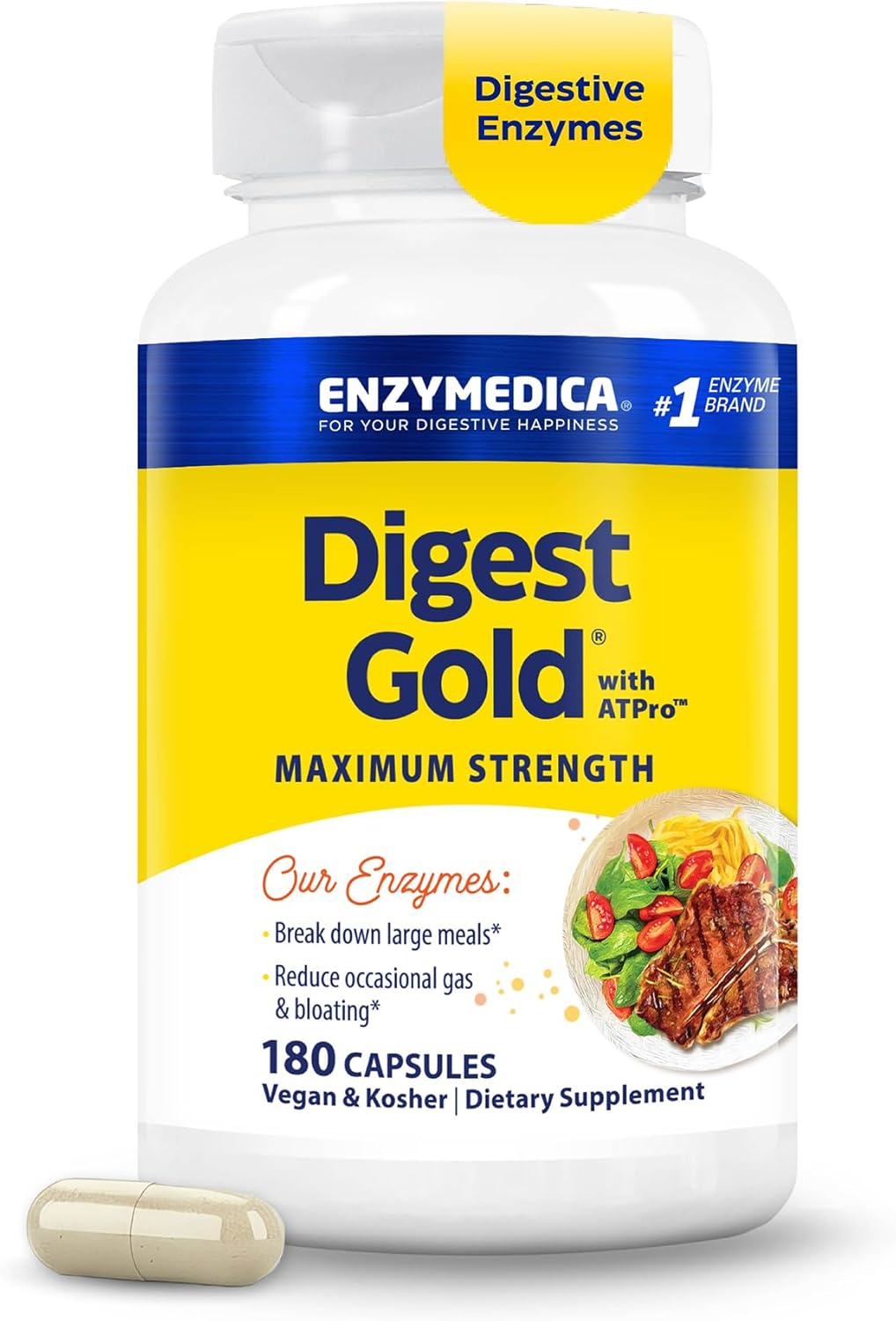 Enzymedica Digest Gold with ATPro Maximum Strength | 180 Capsules