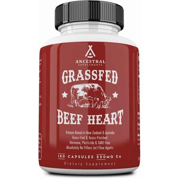 Ancestral Supplements Grass Fed Beef Heart Supplement, 3300mg, CoQ10 Supplement with Grass Fed Beef Liver, Supports Energy, Immune, Heart and Mitochondrial Health, Non GMO, 180 Capsules - الصورة 7