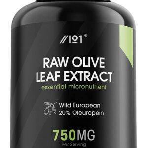 ALPHA01 Olive Leaf Extract Capsules – 11,250mg – Wild European 20% Oleuropein (750mg 1:15 Extract), 90 Vegan Capsules – No Additives — Non-GMO, Gluten Free. مستخلص أوراق الزيتون الخام 750 مجم للجرعة ، 90 كبسولة نباتية