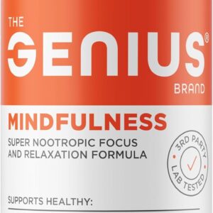 Genius Mindfulness | Brain Supplement for Calm Focus & Memory | 30 Veggie Pills