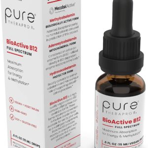 BioActive Vegan Vitamin B12 Sublingual Liquid Supplement with Hydroxocobalamin, Adenosylcobalamin & Methylcobalamin 1,000 mcg per Drop (4 Drops a Day for a 90-Day Supply)