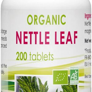 Bio Atlantic Nettle Leaf Organic – 200 tablets – 400mg مسحوق نبات أوراق القراص العضوية 400 مجم، 200 حباية نباتية، محارب للشيخوخه وتجاعيد ويجدد الشباب