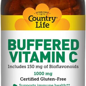 Country Life Buffered Vitamin C 1,000mg with Rose Hips, 250 tablets