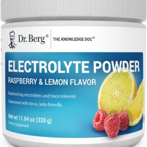 Dr. Berg’s Electrolyte Powder | Raspberry Lemon Flavor | 50 Servings
