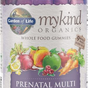Garden of Life Prenatal Gummies Multivitamin with Vitamin D3, B6, B12, C & Folate for Healthy Fetal Development mykind Organics – Organic, Non-GMO, Gluten-Free, Vegan, Berry Flavor, 30 Day Supplyفيتامينات متعدده مع الفولات لدعم صخة الام والجنين قبل الولاده عبوه 120 جامي