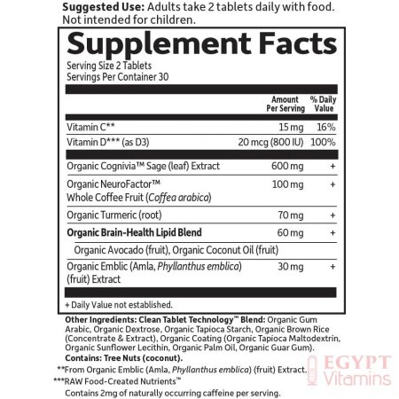 Garden of Life Dr. Formulated Organic Brain Health Memory & Focus for Young Adults Tablets دكتور فورميلايد ، فيتامينات ومعادن نباتية عضوية لصحة المخ والذاكرة ، وزيادة التركيز لصغار البالغين ، 60 حباية - الصورة 20