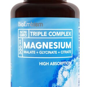 BioEmblem Triple Magnesium Complex | High Absorption, Vegan, Non-GMO | 90 Capsules