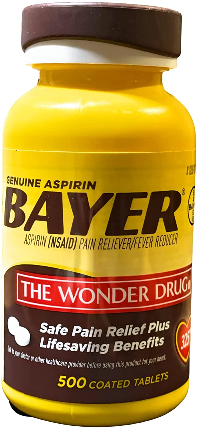 Bayer 325 mg Coated Tablets (500 Count) باير اسبرين تركيز 325 مج 500 كبسولة