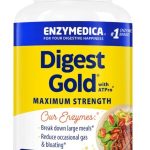 Enzymedica Digest Gold + ATPro, Maximum Strength Enzyme Formula Prevents Bloating and Gas | 90 Capsules