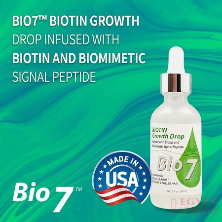 BIO7 BIOTIN GROWTH DROP INFUSED BIOMIMETIC SIGNAL PEPTIDE – 2 Fl Oz – Improve the Appearance of Hair Loss By Looking Visibly Longer, Thicker, Boost Follicle Growth – By Natures البيوتين السائل 60 مل لعلاج تساقط الشعر وتقويته وتقوية بصيلاته وجعله اكثر سمكا - الصورة 18