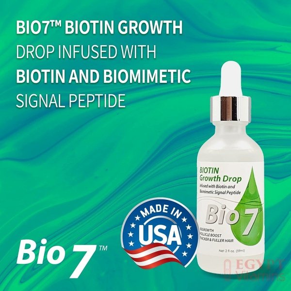 BIO7 BIOTIN GROWTH DROP INFUSED BIOMIMETIC SIGNAL PEPTIDE – 2 Fl Oz – Improve the Appearance of Hair Loss By Looking Visibly Longer, Thicker, Boost Follicle Growth – By Natures البيوتين السائل 60 مل لعلاج تساقط الشعر وتقويته وتقوية بصيلاته وجعله اكثر سمكا - الصورة 11