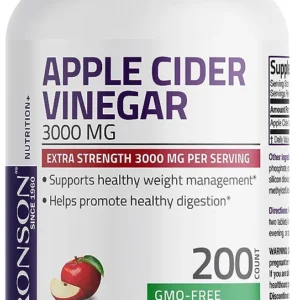 Bronson Apple Cider Vinegar 3000 MG per Serving Extra Strength – Non-GMO, 200 Vegetarian TabletsBronson Apple Cider Vinegar 3000 MG per Serving Extra Strength – Non-GMO, 200 Vegetarian Tabletsكبسولات خل التفاح للتخسيس ودعم صحة الجهاز الهضمي