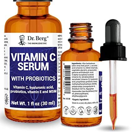 Dr. Berg Vitamin C Serum with Probiotics | Natural Anti-Aging Face Treatment | 30 ml