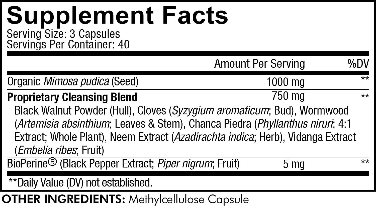 Codeage Organic Mimosa Pudica Seed Capsules – Mimosa Pudica Seeds Supplement – Black Walnut, Cloves, Vidanga, Neem, BioPerine – All in One – Sensitive Plant Pills – Non-GMO & Vegan – 120 Capsules - الصورة 2