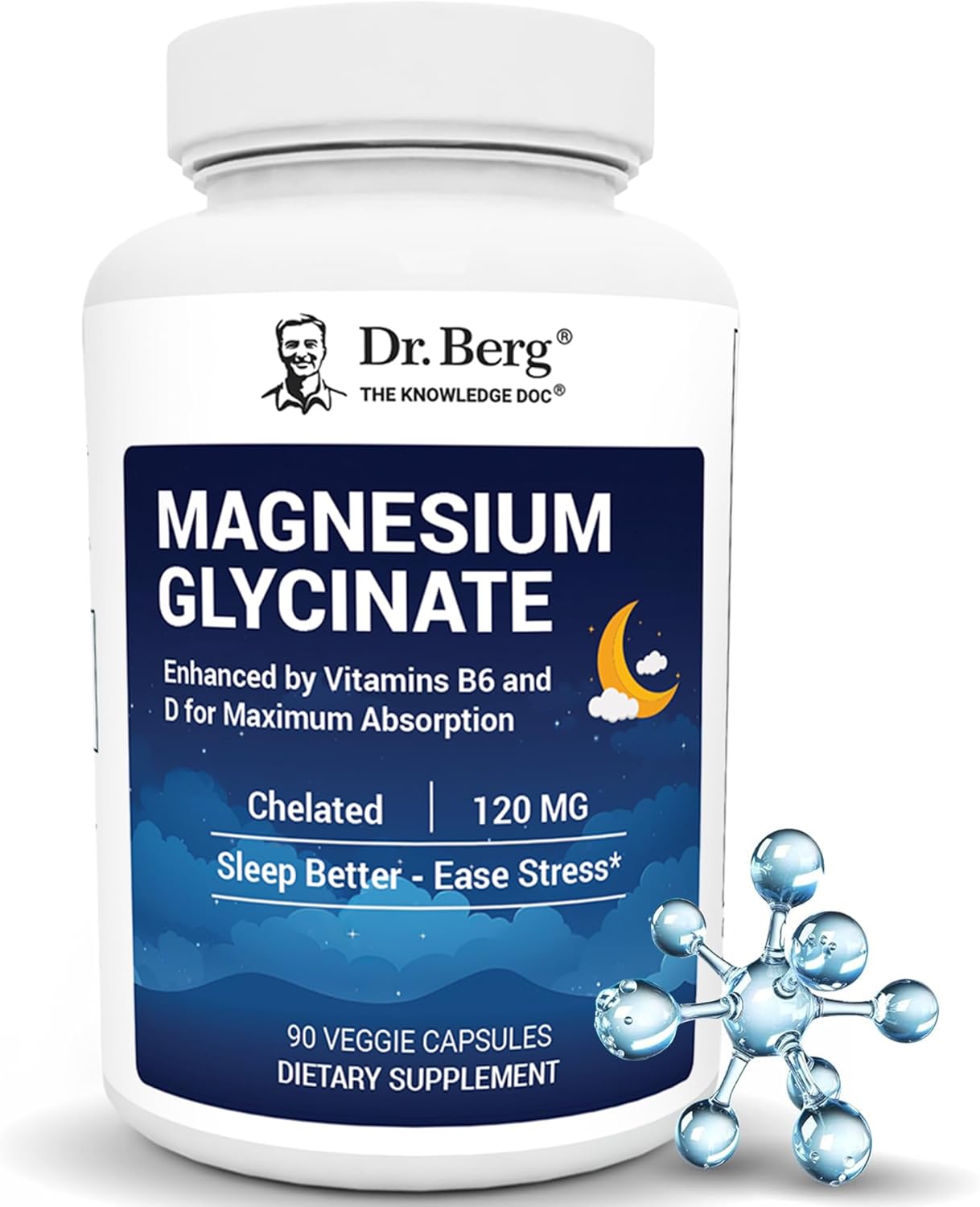 Dr. Berg Magnesium Glycinate for Sleep & Stress Relief | 90 Caps