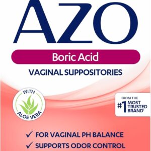 AZO Boric Acid Vaginal Suppositories For Women, Non-GMO, 30 Count