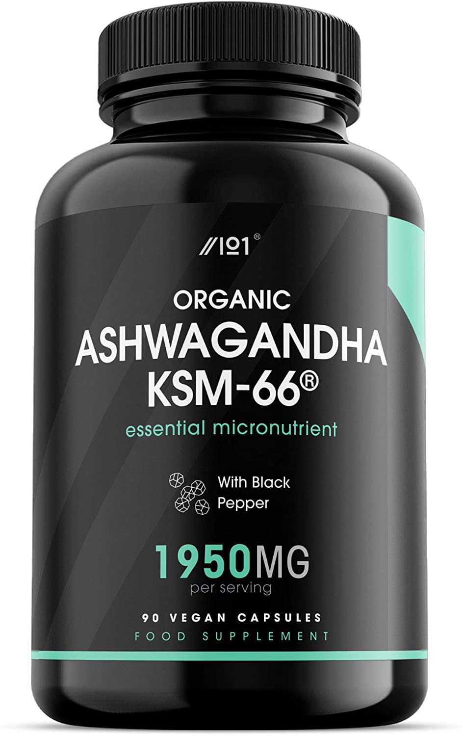Alpha01 Organic Ashwagandha KSM-66® Capsules – Made with BioPerine® for Higher Bioavailability – Gluten Free, Non-GMO – 90 Vegan Caps الأشواجندا العضوية ل س م_66 مع الفلفل الأسود العضوى لسهولة الإمتصاص ، 90 كبسولة نباتية