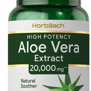 Aloe Vera 20,000mg | 180 Vegan Tablets | Colon Cleanse, Digestion Support, Natural Soother | Aloe Vera Gel Formula | No Artificial Preservatives | by Horbaach