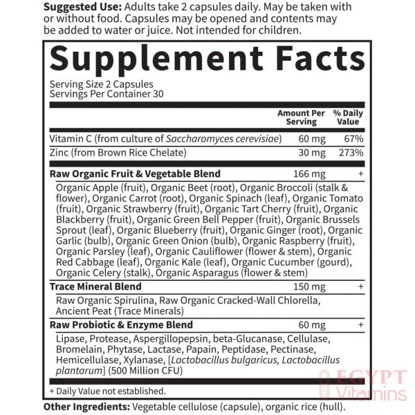 Garden of Life Zinc Supplements 30mg High Potency Raw Zinc and Vitamin C Multimineral Supplement, Vitamin Code Vitamins Trace Minerals & Probiotics for Skin Health & Immune Support, 60 Vegan Capsules - الصورة 10