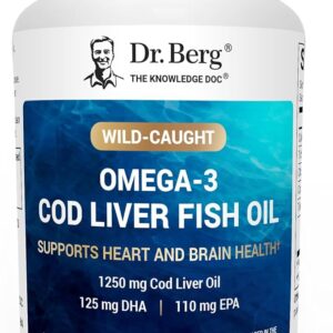 Dr. Berg Cod Liver Oil | Wild Caught Omega-3 & Vitamin A+D | 60 Softgels