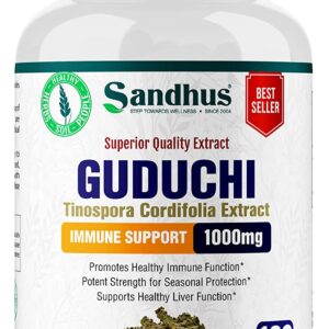 Guduchi (Tinospora Cordifolia) Giloy Immune Support 1000 mg per Serving Vegetarian 100 Capsules