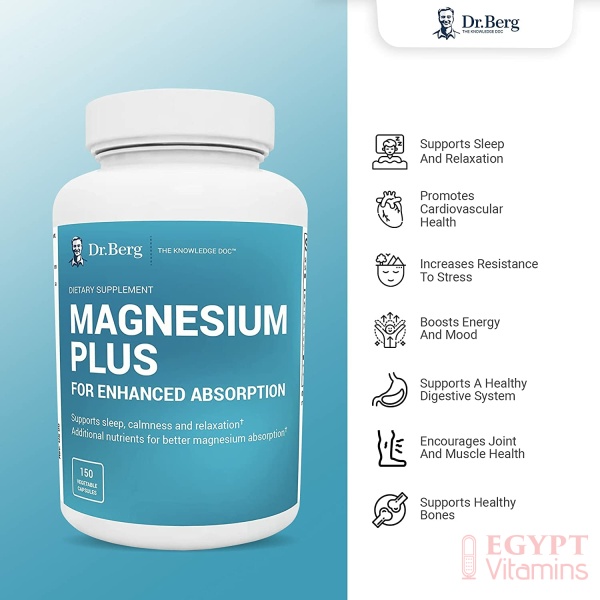 Dr. Berg’s Magnesium Plus Magnesium Glycinate Supplement for Stress, Calm, Relaxation & Sleep Support – Muscle, Cardiovascular Bone Health & Cramp Defense w/ Vitamin D & B6 -150 Vegetarian Capsules - الصورة 10