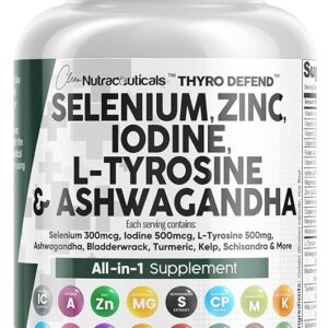 Clean Nutra Selenium 300mcg & Iodine 500mcg | Thyroid & Metabolic Synergy | 60 Capsules