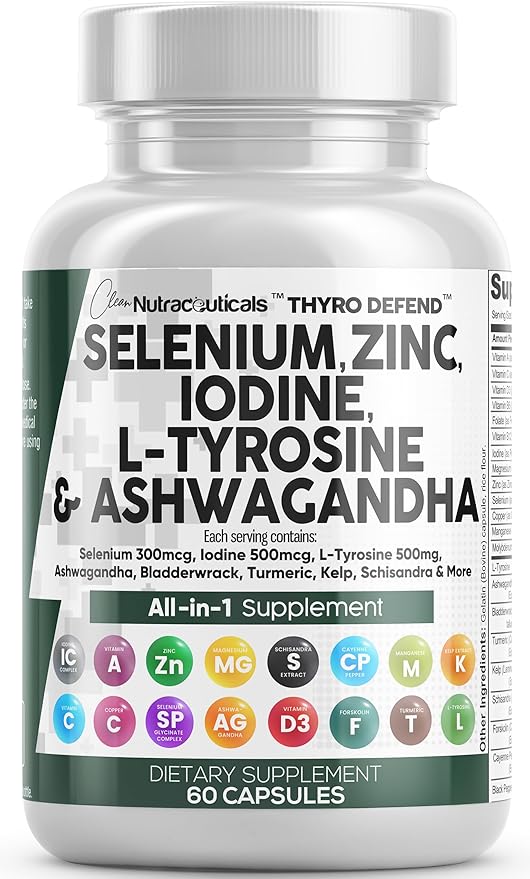 Clean Nutra Selenium 300mcg & Iodine 500mcg | Thyroid & Metabolic Synergy | 60 Capsules