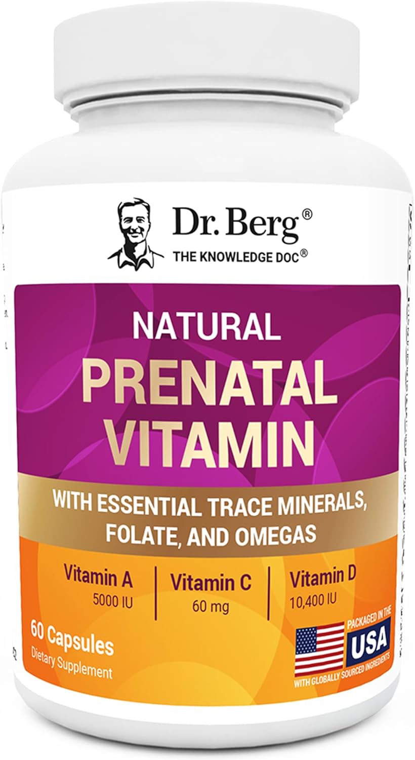 Dr. Berg Natural Prenatal Vitamins | Whole-Food Nutrient Matrix & Folate Support | 60 Capsules