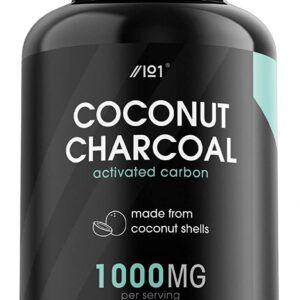 ALPHA01 Activated Coconut Charcoal Capsules – 1000mg – Made from Organic Thai Coconut Shells – Non-GMO, 120 Vegan Capsules كبسولات فحم جوز الهند المنشط العضوى ، 1000 مجم للجرعة ، 120 كبسولة نباتية