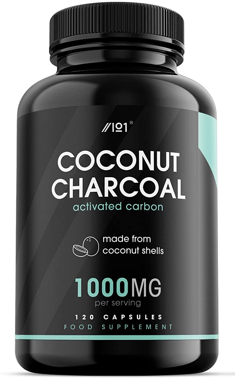ALPHA01 Activated Coconut Charcoal Capsules – 1000mg – Made from Organic Thai Coconut Shells – Non-GMO, 120 Vegan Capsules كبسولات فحم جوز الهند المنشط العضوى ، 1000 مجم للجرعة ، 120 كبسولة نباتية