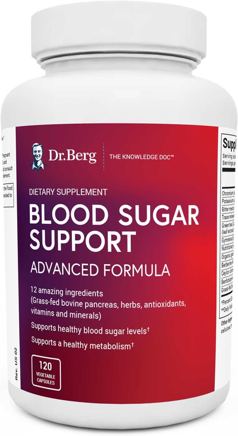 Dr. Berg Blood Sugar Support | Advanced Natural Formula for Energy & Balance | 120 Capsules